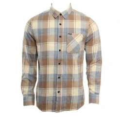 Volcom Caden Plaid Flannel In White Woven Shirt