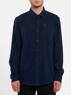 Volcom Caden Solid In Navy Blue (Nvy) Shirt