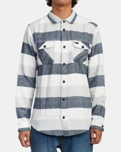 RVCA Shallows Stripe Flannel In Mirage (Mge) Shirt