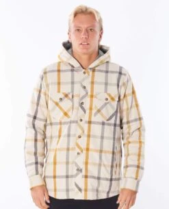 Rip Curl Barlow Hooded Flannel In Bone (Bo Shirt