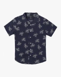 RVCA Beat Print In Navy Blue (Nvy) Woven Shirt