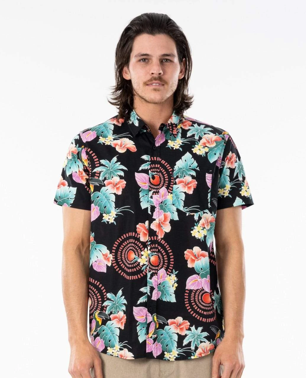 Rip Curl Beach Party In Black Woven Shirt 3 Rip Curl Beach Party In Black Woven Shirt