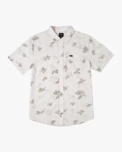 RVCA Endless Seersucker Print In White Woven Shirt